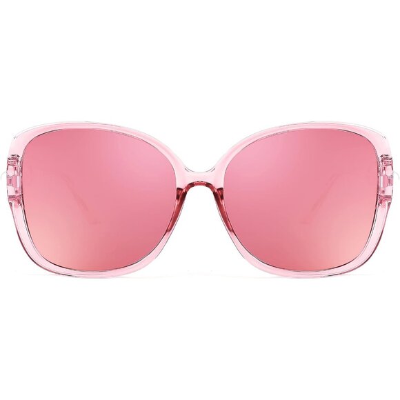 Womens Pink Fashion Sunglasses Square Frame With Pearl Sparkling Eyes Protection - Picture 8 of 14